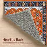 Ultra Soft Area Rug, Non Slip, Stain Resistant, Washable Area Rugs for Living Room, Bedroom, Timeless Vintage Botanical Design(Orange)