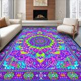 Ultra Soft Area Rug, Non Slip, Stain Resistant, Washable Area Rugs for Living Room, Bedroom, Vivid Hippie Artful Geometry(Purple)