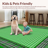 Ultra Soft Area Rug, Non Slip, Stain Resistant, Washable Area Rugs for Living Room, Bedroom, Sleek Minimalist Green Geometry(Green)