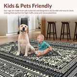 Ultra Soft Area Rug, Non Slip, Stain Resistant, Washable Area Rugs for Living Room, Bedroom, Vibrant Geometric Folk Art(Black)