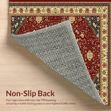 Ultra Soft Area Rug, Non Slip, Stain Resistant, Washable Area Rugs for Living Room, Bedroom, Striking Bold Trellis Composition(Red)