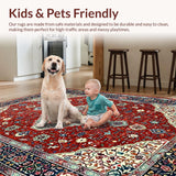 Ultra Soft Area Rug, Non Slip, Stain Resistant, Washable Area Rugs for Living Room, Bedroom, Elegant Ogee Pattern Aesthetic(Red)