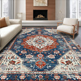 Ultra Soft Area Rug, Non Slip, Stain Resistant, Washable Area Rugs for Living Room, Bedroom, Rustic Vintage Floral Aesthetic(Blue)
