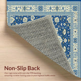 Ultra Soft Area Rug, Non Slip, Stain Resistant, Washable Area Rugs for Living Room, Bedroom, Modern Earthy Floral Composition(Blue)