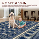 Ultra Soft Area Rug, Non Slip, Stain Resistant, Washable Area Rugs for Living Room, Bedroom, Navy Woven Geometric Patterned Accent(Blue)
