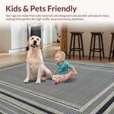 Ultra Soft Area Rug, Non Slip, Stain Resistant, Washable Area Rugs for Living Room, Bedroom, Sophisticated Lattice Dark Palette(Gray)