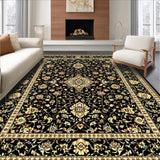 Ultra Soft Area Rug, Non Slip, Stain Resistant, Washable Area Rugs for Living Room, Bedroom, Timeless Botanical Tapestry Fusion(Black)