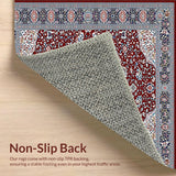 Ultra Soft Area Rug, Non Slip, Stain Resistant, Washable Area Rugs for Living Room, Bedroom, Rustic Dual-Tone Medallion Style(Red)