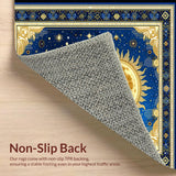 Ultra Soft Area Rug, Non Slip, Stain Resistant, Washable Area Rugs for Living Room, Bedroom, Whimsical Gold and White Tiled Pattern(Blue)
