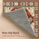 Ultra Soft Area Rug, Non Slip, Stain Resistant, Washable Area Rugs for Living Room, Bedroom, Warm Toned Medallion Aesthetic(Brown)