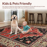 Ultra Soft Area Rug, Non Slip, Stain Resistant, Washable Area Rugs for Living Room, Bedroom, Charming Texas Heritage Pattern(Red)