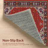 Ultra Soft Area Rug, Non Slip, Stain Resistant, Washable Area Rugs for Living Room, Bedroom, Chic Transitional Ethnic Textures(Red)