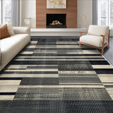 Ultra Soft Area Rug, Non Slip, Stain Resistant, Washable Area Rugs for Living Room, Bedroom, Rustic Natural Tone Patterned Textile(Black)