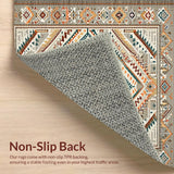 Ultra Soft Area Rug, Non Slip, Stain Resistant, Washable Area Rugs for Living Room, Bedroom, Boho with Diamond Tribal Motifs and Muted Brown Beige Palette(Gray)