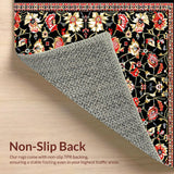 Ultra Soft Area Rug, Non Slip, Stain Resistant, Washable Area Rugs for Living Room, Bedroom, Artful Black Floral Display(Black)
