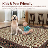 Ultra Soft Area Rug, Non Slip, Stain Resistant, Washable Area Rugs for Living Room, Bedroom, Lively Modern Floral Fusion(White)