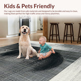 Ultra Soft Area Rug, Non Slip, Stain Resistant, Washable Area Rugs for Living Room, Bedroom, Abstract Black and White Grid Rug Artistic Floor Art(Black)