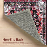 Ultra Soft Area Rug, Non Slip, Stain Resistant, Washable Area Rugs for Living Room, Bedroom, Rustic Low Pile Geometric Aesthetic(Black)
