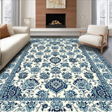 Ultra Soft Area Rug, Non Slip, Stain Resistant, Washable Area Rugs for Living Room, Bedroom, Charming Blue Botanical Illustration(White)