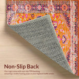 Ultra Soft Area Rug, Non Slip, Stain Resistant, Washable Area Rugs for Living Room, Bedroom, Artful Distressed Vintage Texture(Orange)