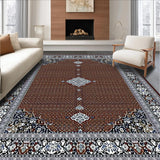 Ultra Soft Area Rug, Non Slip, Stain Resistant, Washable Area Rugs for Living Room, Bedroom, Intricate Geometric Spotted Design Area with Rich Brown and Silver Accents(Brown)