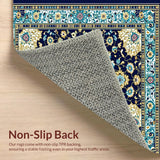 Ultra Soft Area Rug, Non Slip, Stain Resistant, Washable Area Rugs for Living Room, Bedroom, Vibrant Rustic Center Medallion(Blue)