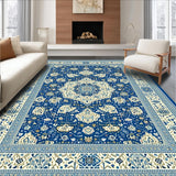 Ultra Soft Area Rug, Non Slip, Stain Resistant, Washable Area Rugs for Living Room, Bedroom, Modern Earthy Floral Composition(Blue)