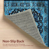 Ultra Soft Area Rug, Non Slip, Stain Resistant, Washable Area Rugs for Living Room, Bedroom, Elegant Black Blue Tiled Arrangement(Blue)