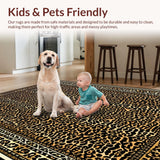 Ultra Soft Area Rug, Non Slip, Stain Resistant, Washable Area Rugs for Living Room, Bedroom, Chic Geometric Brown Pattern(Gold)