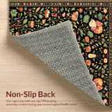 Ultra Soft Area Rug, Non Slip, Stain Resistant, Washable Area Rugs for Living Room, Bedroom, Vibrant Eclectic Nature Patterns(Black)