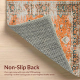 Ultra Soft Area Rug, Non Slip, Stain Resistant, Washable Area Rugs for Living Room, Bedroom, Vibrant Boho-Inspired Linear Design(Orange)
