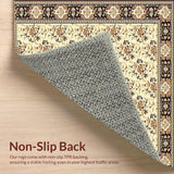 Ultra Soft Area Rug, Non Slip, Stain Resistant, Washable Area Rugs for Living Room, Bedroom, Timeless Traditional Floral Elements(Beige)