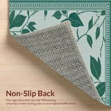 Ultra Soft Area Rug, Non Slip, Stain Resistant, Washable Area Rugs for Living Room, Bedroom, Dark Green Organic Leaf Motif(Gray)