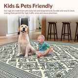 Ultra Soft Area Rug, Non Slip, Stain Resistant, Washable Area Rugs for Living Room, Bedroom, Stylish Monochrome Lattice Appeal(Beige)