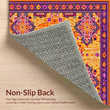 Ultra Soft Area Rug, Non Slip, Stain Resistant, Washable Area Rugs for Living Room, Bedroom, Playful Bright Patterned Bliss(Orange)