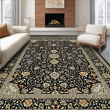 Ultra Soft Area Rug, Non Slip, Stain Resistant, Washable Area Rugs for Living Room, Bedroom, Exquisite Vintage-Inspired Pattern(Black)