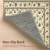 Ultra Soft Area Rug, Non Slip, Stain Resistant, Washable Area Rugs for Living Room, Bedroom, Bright White Petal Accents(Beige)