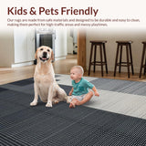Ultra Soft Area Rug, Non Slip, Stain Resistant, Washable Area Rugs for Living Room, Bedroom, Chic Modern Geometric Motif(Black)