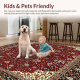Ultra Soft Area Rug, Non Slip, Stain Resistant, Washable Area Rugs for Living Room, Bedroom, Classic Red and Brown Area Timeless Design(Red)