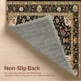 Ultra Soft Area Rug, Non Slip, Stain Resistant, Washable Area Rugs for Living Room, Bedroom, Elegant Earthy Botanical Motif(Black)