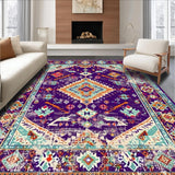 Ultra Soft Area Rug, Non Slip, Stain Resistant, Washable Area Rugs for Living Room, Bedroom, Vibrant Abstract Distressed Motif(Purple)