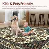 Ultra Soft Area Rug, Non Slip, Stain Resistant, Washable Area Rugs for Living Room, Bedroom, Elegant Vintage Paisley Motif(Beige)