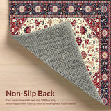 Ultra Soft Area Rug, Non Slip, Stain Resistant, Washable Area Rugs for Living Room, Bedroom, Beige/Red Abstract Area Intricate Design(White)