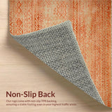 Ultra Soft Area Rug, Non Slip, Stain Resistant, Washable Area Rugs for Living Room, Bedroom, Vibrant Antique Inspired Geometry(Orange)