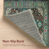 Ultra Soft Area Rug, Non Slip, Stain Resistant, Washable Area Rugs for Living Room, Bedroom, Eclectic Earthy Floral Motif(Brown)