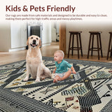 Ultra Soft Area Rug, Non Slip, Stain Resistant, Washable Area Rugs for Living Room, Bedroom, Rustic Textured Contrast Elements(Black)