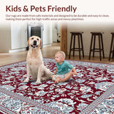 Ultra Soft Area Rug, Non Slip, Stain Resistant, Washable Area Rugs for Living Room, Bedroom, Artful Abstract Color Contrast(Red)