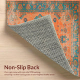 Ultra Soft Area Rug, Non Slip, Stain Resistant, Washable Area Rugs for Living Room, Bedroom, Vibrant Teal and Orange Artistic Pattern(Orange)