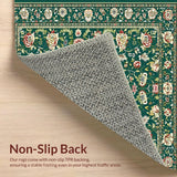 Ultra Soft Area Rug, Non Slip, Stain Resistant, Washable Area Rugs for Living Room, Bedroom, Artful Vintage Inspired Textures(Green)