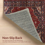 Ultra Soft Area Rug, Non Slip, Stain Resistant, Washable Area Rugs for Living Room, Bedroom, Sophisticated Classic Trellis Theme(Red)